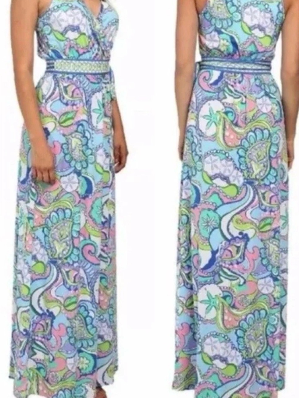 Lilly Pulitzer Pastel Paisley Maxi Dress in Blue, Pink, Green